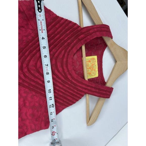 Free People Lace Tank Top Blouse Pink‎ Longline Size Medium Boho Festival Medium - Picture 7 of 10